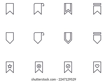Bookmark concept. Bookmark line icon set. Collection of vector signs in trendy flat style for web site, internet shops and stores, books and flyers. Premium quality icons isolated on white background 