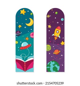 Bookmark design. Paper book mark template. Abstract pattern style book separator. Decorative bookmark set. Baby bookmark design for book, notepad. Bookmark banner texture. Vector illustration.