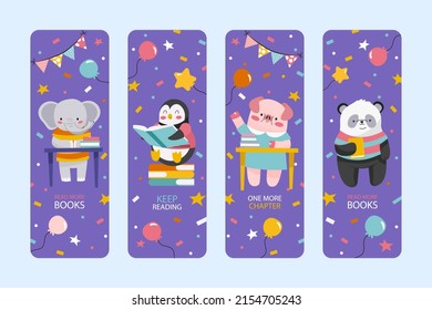 Bookmark design. Paper book mark template. Abstract pattern style book separator. Decorative bookmark set. Baby bookmark design for book, notepad. Bookmark banner texture. Vector illustration.