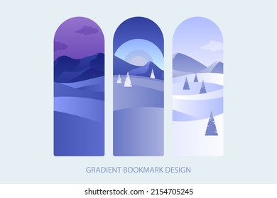 Bookmark design. Paper book mark template. Abstract pattern style book separator. Decorative bookmark set. Baby bookmark design for book, notepad. Bookmark banner texture. Vector illustration.