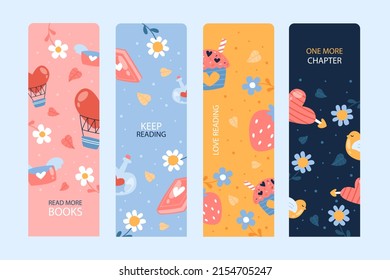 Bookmark Design. Paper Book Mark Template. Abstract Pattern Style Book Separator. Decorative Bookmark Set. Baby Bookmark Design For Book, Notepad. Bookmark Banner Texture. Vector Illustration.