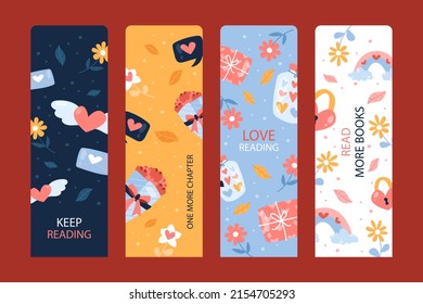 Bookmark design. Paper book mark template. Abstract pattern style book separator. Decorative bookmark set. Baby bookmark design for book, notepad. Bookmark banner texture. Vector illustration.