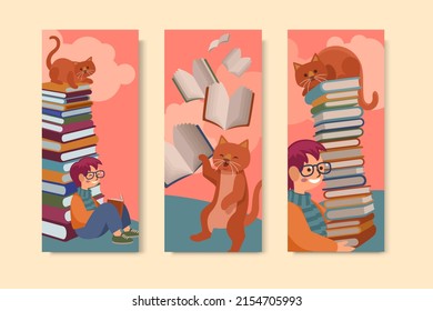 Bookmark design. Paper book mark template. Abstract pattern style book separator. Decorative bookmark set. Baby bookmark design for book, notepad. Bookmark banner texture. Vector illustration.