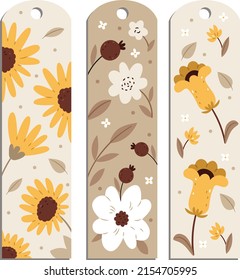 Bookmark design. Paper book mark template. Abstract pattern style book separator. Decorative bookmark set. Baby bookmark design for book, notepad. Bookmark banner texture. Vector illustration.