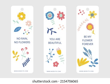 Bookmark Design. Paper Book Mark Template. Abstract Pattern Style Book Separator. Decorative Bookmark Set. Baby Bookmark Design For Book, Notepad. Bookmark Banner Texture. Vector Illustration.