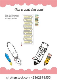 Bookmark design. Paper book mark template. Abstract pattern style book separator. Decorative bookmark set. Baby bookmark design for book, notepad. Bookmark banner texture. Vector illustration.