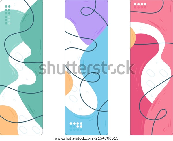 Bookmark design. Paper book mark template.\
Abstract pattern style book separator. Decorative bookmark set.\
Baby bookmark design for book, notepad. Bookmark banner texture.\
Vector illustration.