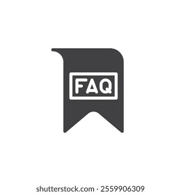 Bookmark with FAQ vector icon. filled flat sign for mobile concept and web design. FAQ Bookmark glyph icon. Symbol, logo illustration. Vector graphics