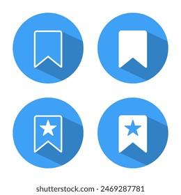 Bookmark favorite icon with long shadow. Book mark, ribbon star concept