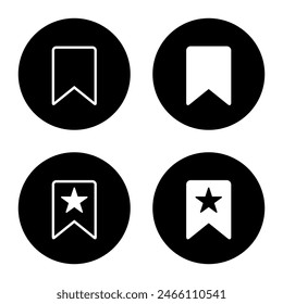 Bookmark favorite icon on black circle. Book mark, ribbon concept