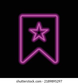 Bookmark, favorite simple icon vector. Flat design. Purple neon on black background.ai