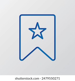 Bookmark, favorite simple icon vector. Flat design. Paper cut design. Cutted blue symbol with shadow. Gray background.ai