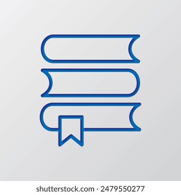 Bookmark, favorite simple icon vector. Flat design. Paper cut design. Cutted blue symbol with shadow. Gray background.ai