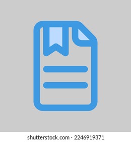 Bookmark file icon in blue style, use for website mobile app presentation