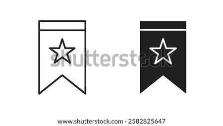 Bookmark filled and outlined icons vectors on white background