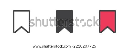 Bookmark flag different style icon set. Line, glyph and filled outline colorful version, outline and filled vector sign. Symbol, logo illustration. Vector graphics