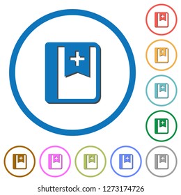 Bookmark flat color vector icons with shadows in round outlines on white background