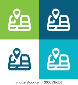Lesezeichen Vier-Farben-Minimal-Symbolsatz flach