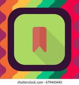 bookmark flat icon with long shadow, vector illustration