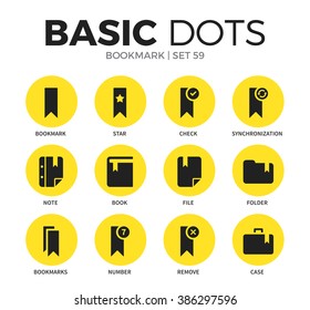 Bookmark flat icons set with bookmark element, folder form and case icon isolated vector illustration on white
