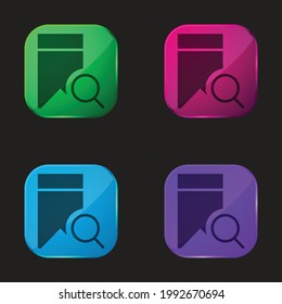 Bookmark four color glass button icon
