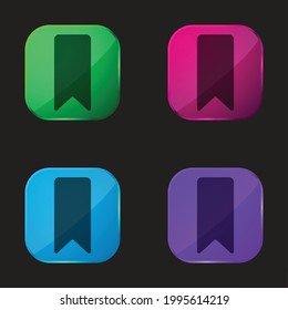 Bookmark four color glass button icon