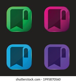 Bookmark four color glass button icon