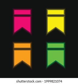 Bookmark four color glowing neon vector icon