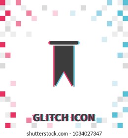 Bookmark  glitch effect vector icon.