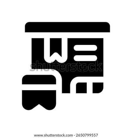 bookmark glyph icon. Strong and solid vector icon for websites, mobile interfaces, presentations, and visual branding. High quality and easy to edit.