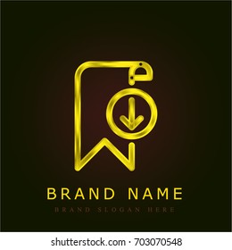 Bookmark golden metallic logo