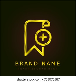 Bookmark golden metallic logo