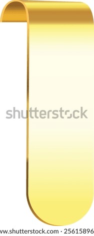 Bookmark with golden metallic texture and curled edge hanging on white background, creating a luxurious and elegant feel for reading and studying