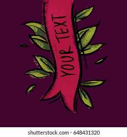 Bookmark and green leaves with space for your text.