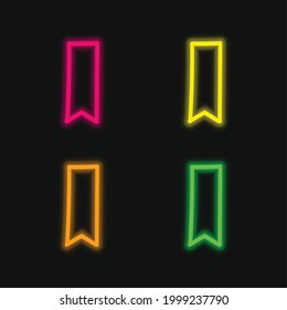 Bookmark Hand Drawn Outline four color glowing neon vector icon