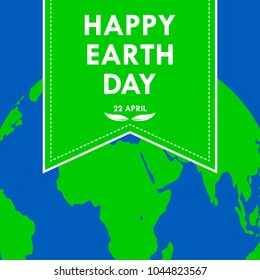 Bookmark for Happy Earth Day. Vector illustration. Festive Poster Or Banner on 22 april. Ecology concept