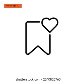 Bookmark with heart, favorit icon vector illustration design