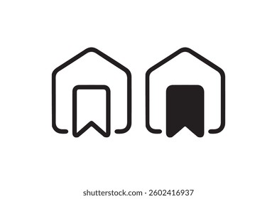 Bookmark in house icon representing saved home or favorite property Vector