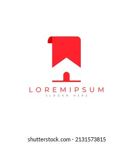 Bookmark and house logo combination. Flag icon. Creative logo concept