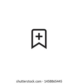 Bookmark Icon. Add bookmark label icon.  Add plus symbol. Trendy Flat style for graphic design, Web site, UI. EPS10. Vector illustration