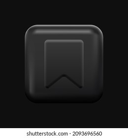 Bookmark Icon. Black Isolated 3D Object. Vector illustration