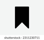 Bookmark Icon. Book Mark Banner Note Tag Ribbon Shape Cutout Guidebook App Read Sign Symbol Black Artwork Graphic Illustration Clipart EPS Vector
