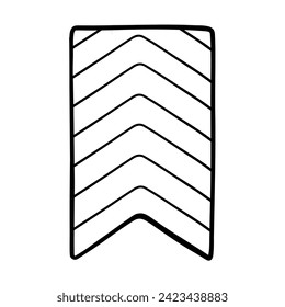 Bookmark icon for books with stripes. Element for notes and planner. Vector illustration in doodle style.