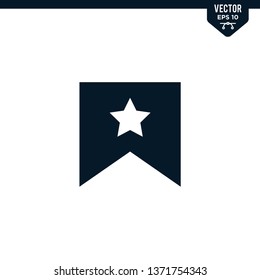 Bookmark icon collection in glyph style, solid color vector