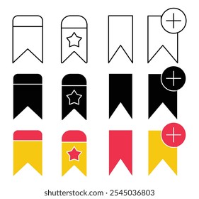 Bookmark icon collection on white background