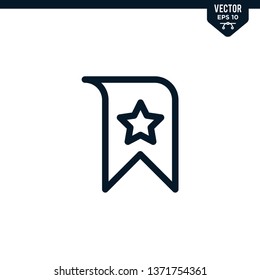 Bookmark icon collection in outlined or line art style, editable stroke vector