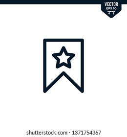 Bookmark icon collection in outlined or line art style, editable stroke vector
