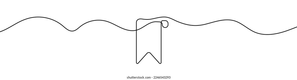 Bookmark icon in continuous line drawing style. Line art of bookmark symbol. Vector illustration. Abstract background