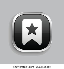 diseño de icono de marcador. Estilo botón brillante rectángulo redondeado aislado en fondo gris. Ilustración del vector