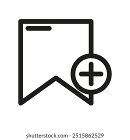 Diseño de icono de marcador. Sencillo símbolo más. Estilo de Vector minimalista. Gráfico de contorno negro.